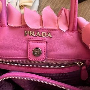 Authentic Pink Prada Ruffles Handle bag. Fair condition, beautiful with TLC